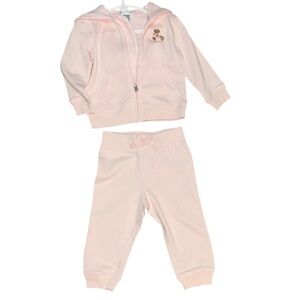 Ralph Lauren Pink Hooded Sweatshirt and pants set size 12 months girls